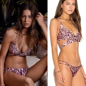 Vix Paula Hermanny Bali Leopard Two Piece Brazilian String Cheeky Bikini Set